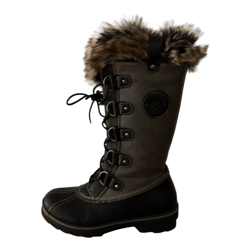 Kimberfeel Outlander Canada Winter Boots Size 38 Grey Black Faux Fur Snow Boots